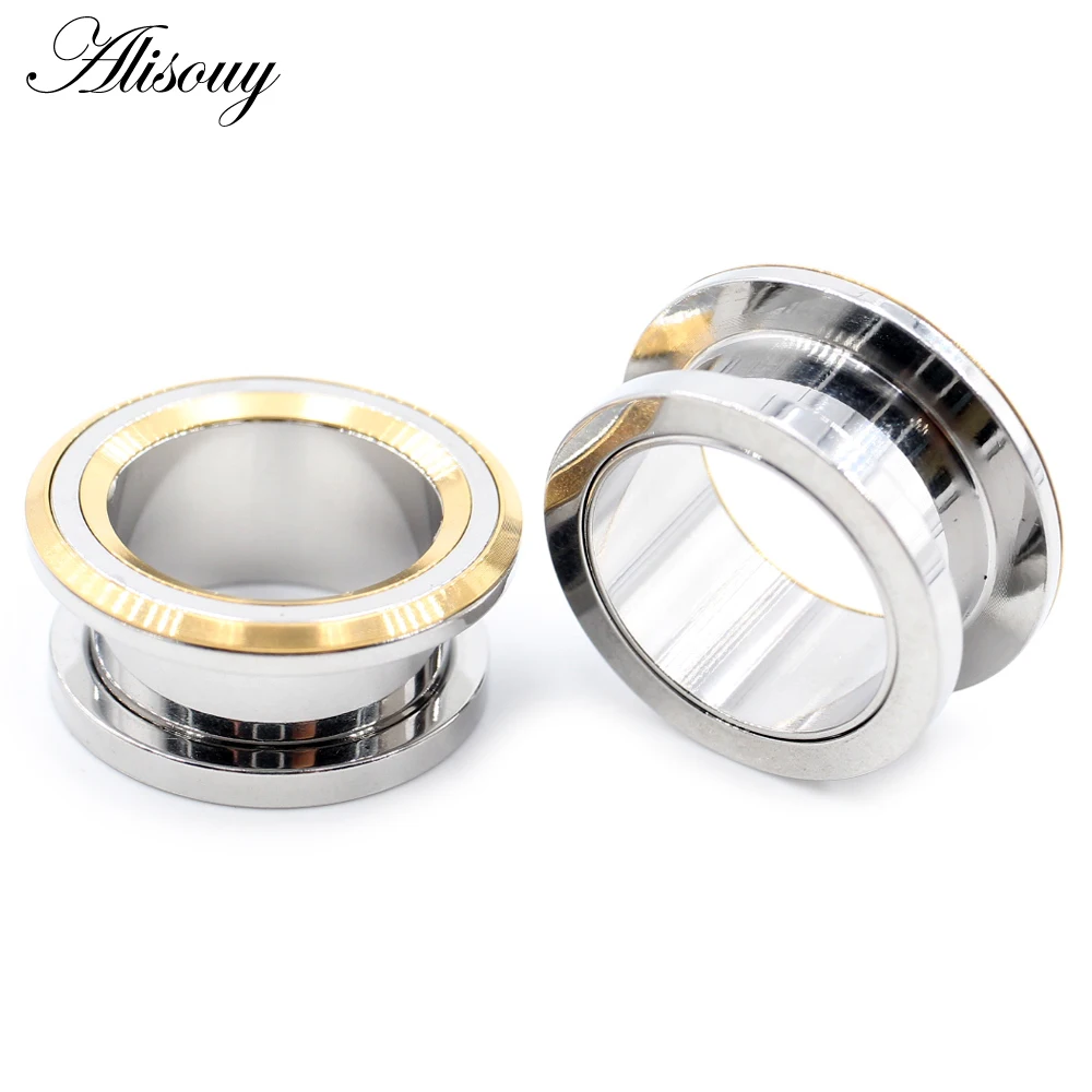 Alisouy 2 Stück 6-25mm Edelstahl Runde Ohrstöpsel zum Aufschrauben Tunnel Expander Stretchers Gauges Ohrringe Piercing Körperschmuck – Detail 5