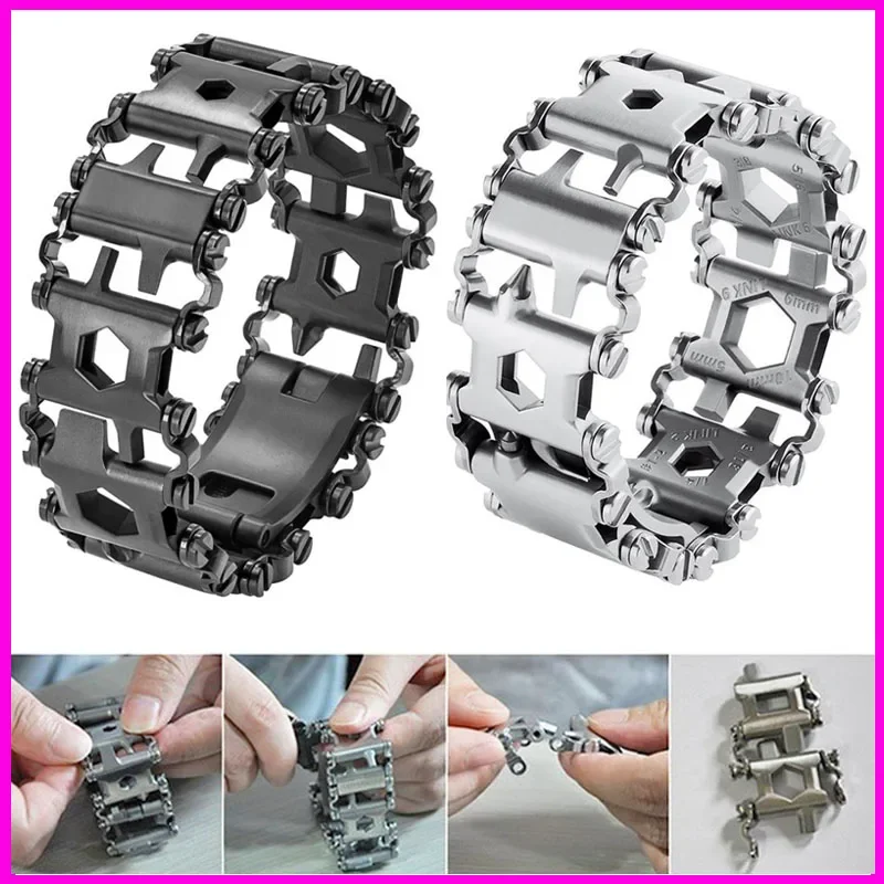 29 em 1 ferramenta multifuncional pulseira pulseira de piso parafuso de aço inoxidável kit de ferramentas wearable bicicleta multiferramenta ao ar livre