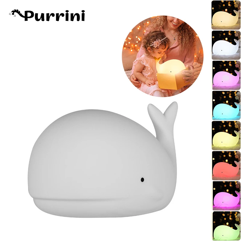 

Ночник с USB-зарядкой в виде Кита, Милая Мини-светодиодная лампа, 7 цветов, освесветильник для стола, спальни, украшение, атмосферсветильник льник, детский подарок