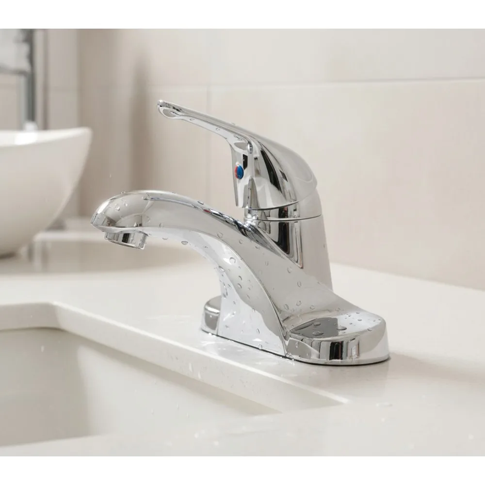 

4 Inch 3 Hole Centerset Bathroom Faucet with Push-Pop Drain, Chrome Finish for Vanity Sink