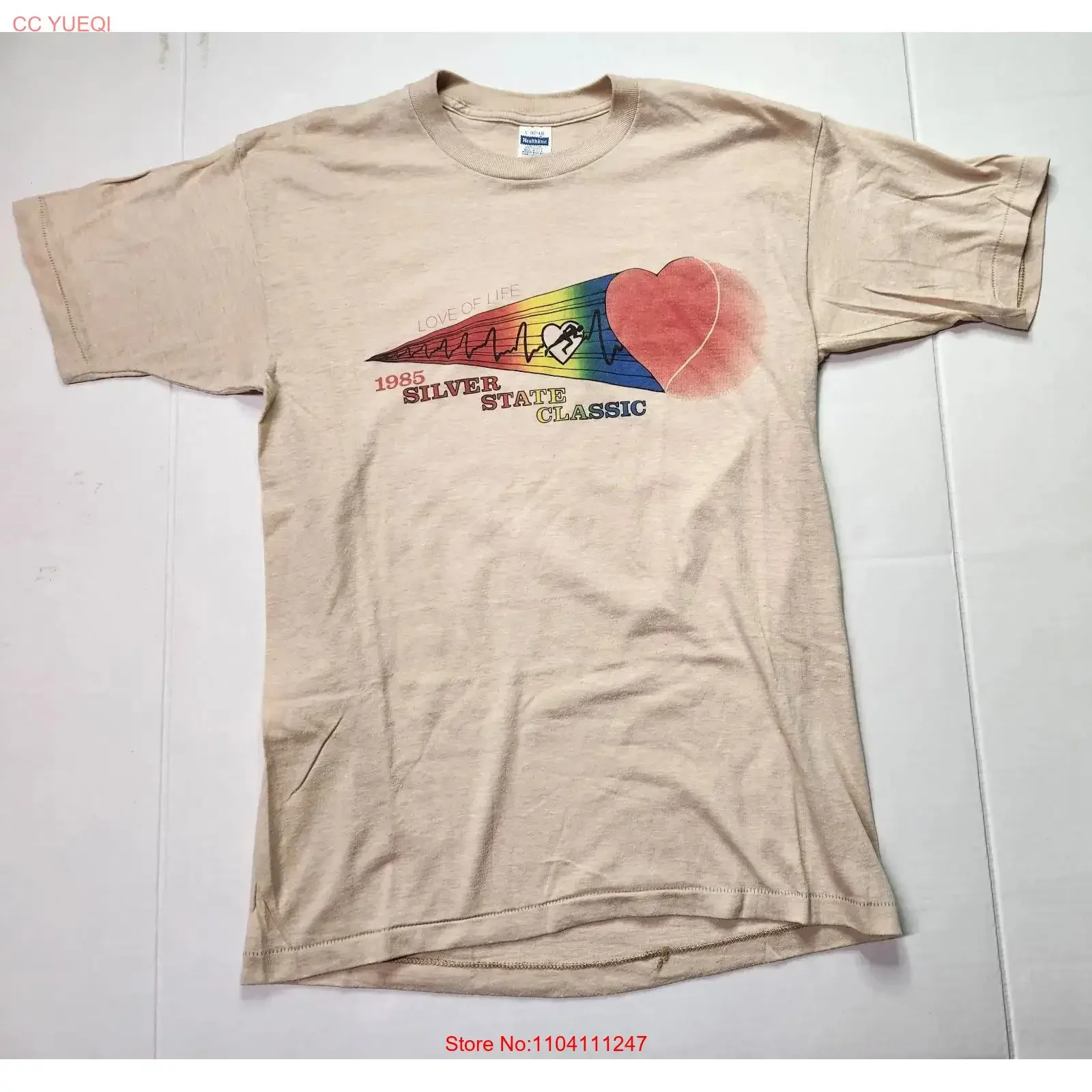 Vintage 1985 Silver State Classic Marathon Nevada Tan T Shirt Size Large USA Made vintage Washed Comfortable Versatile