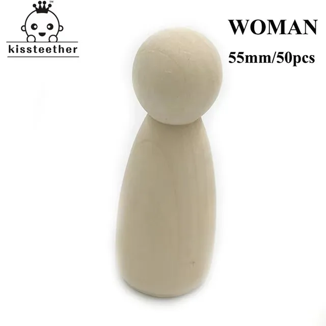 Kissteethe 50st Mannen Vrouw Gemengde Effen Blank Natuurlijk Hout Mensen Peg Poppen Ongeverfd Figuren Bruidstaart Familie Kerstcadeau