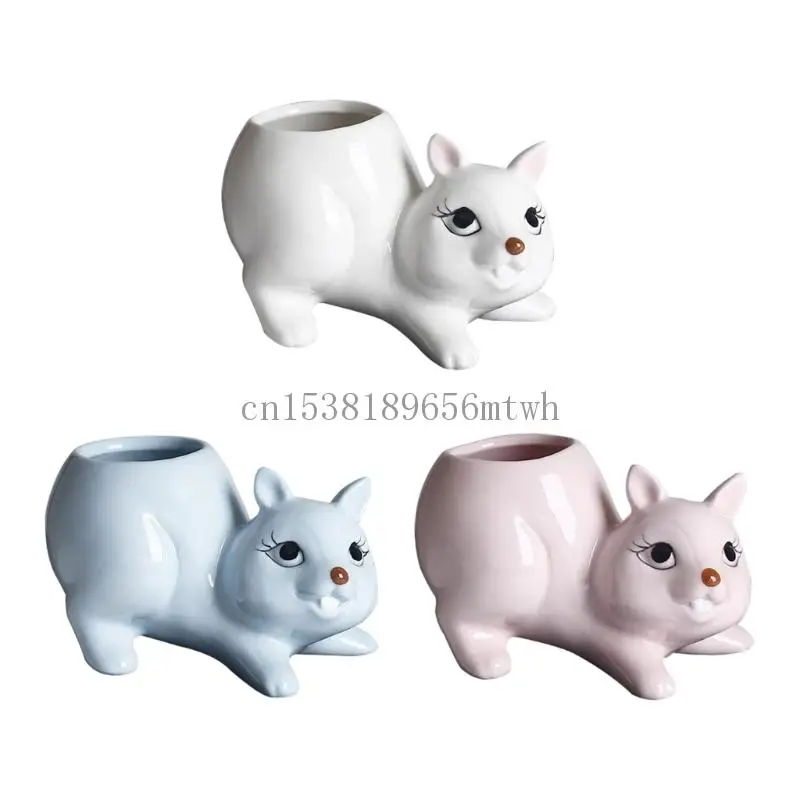 

Ceramic Fleshy Plant Pot Squirrel Planter Plant Flowerpot Ornament for Fleshy Plant Cactuses Container for Home Balcony B03D