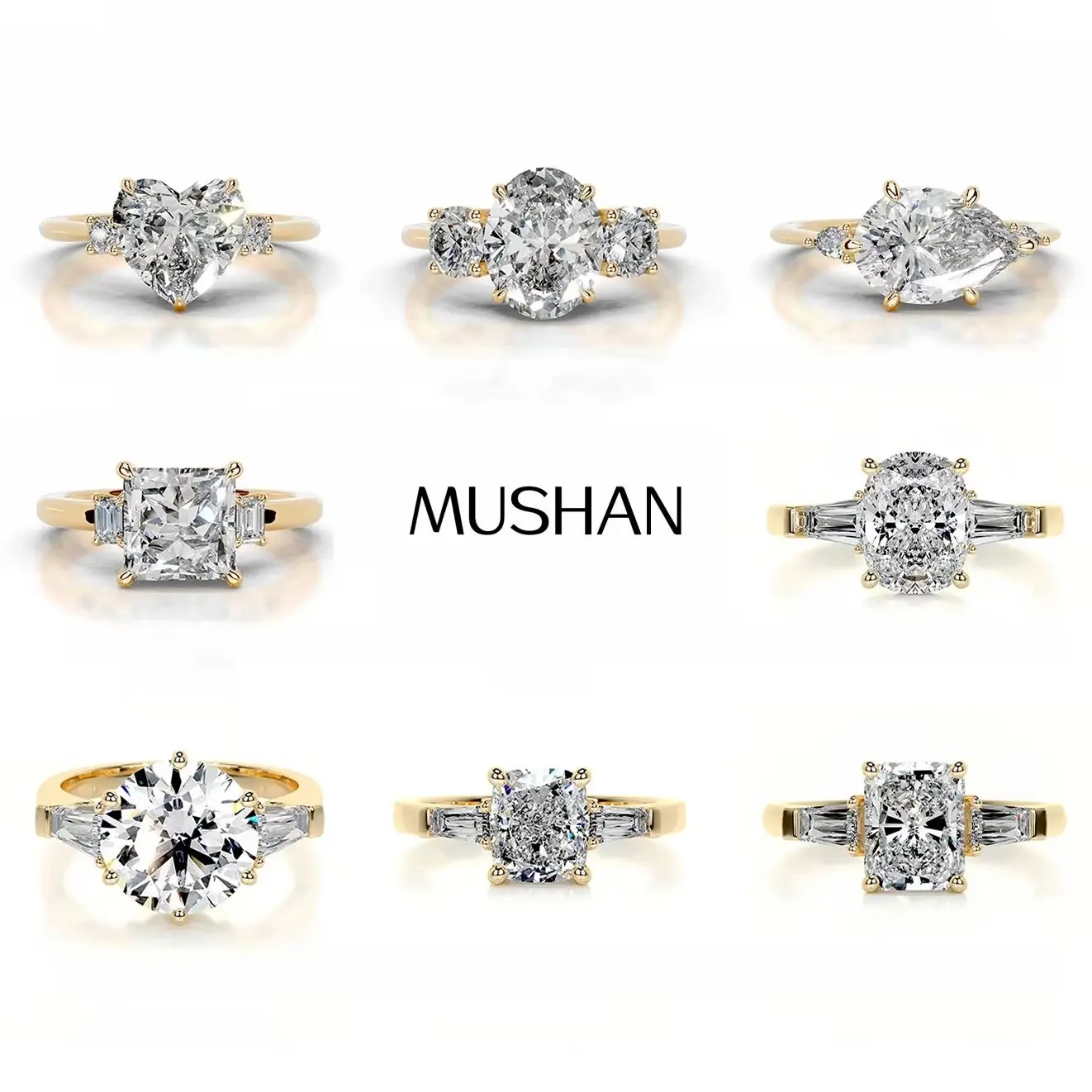 

MuShan Luxury Jewelry 925 Sterling Silver Ring Moissanite Diamond Ring Band Women 18K Real Gold Plated MST Jewel GRA Certificate