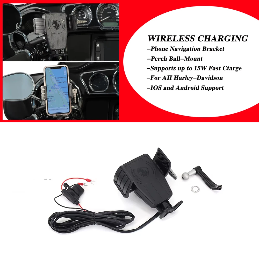 

NEW Motorcycle GPS Phone Holder Wireless Charging Navigation Bracket For Road Glide (EFI) -FLTR Special-FLTRXS FLTRU