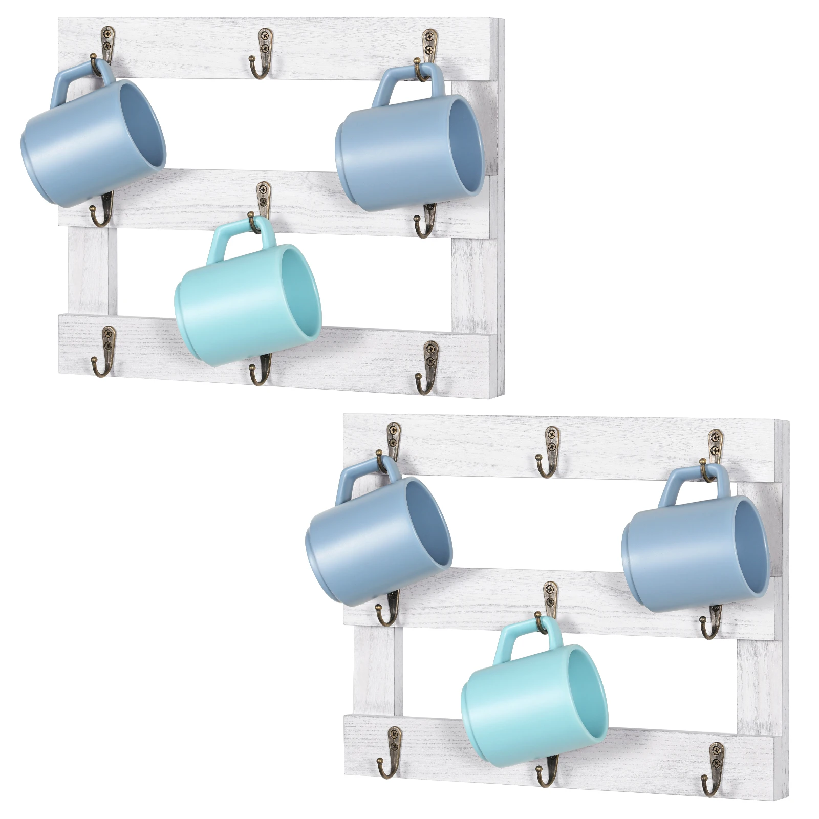 

Sturdy Metal 9-Hook Coffee & Tea Mug Wall Holder, Rust-Proof Kitchen Rack for Coffee Bar, Space-Saving Design