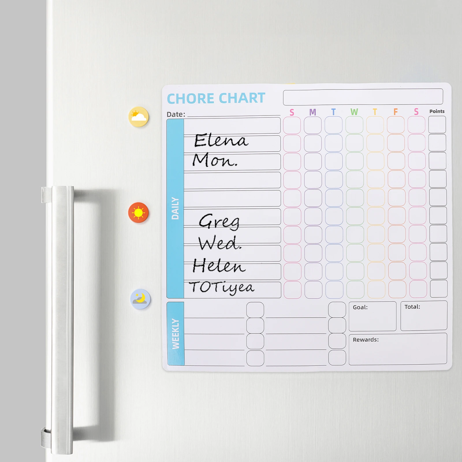 

3 Pcs Erasable Check-in Refrigerator Stickers Behavior Chart Household Kids Chores for Home Daily Schedule