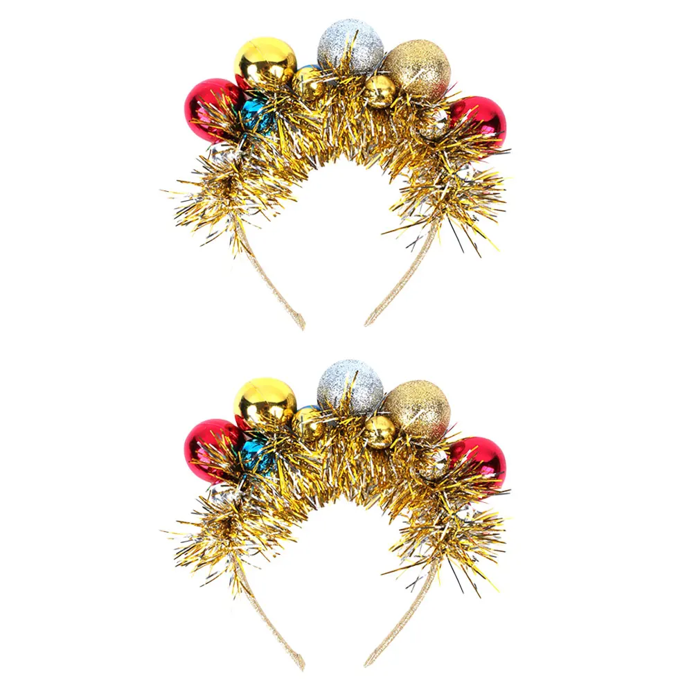 

2pcs Christmas Ball Hairband Colored Ribbon Xmas Party Headwear Holiday Accessories Christmas Headband Xmas Hair