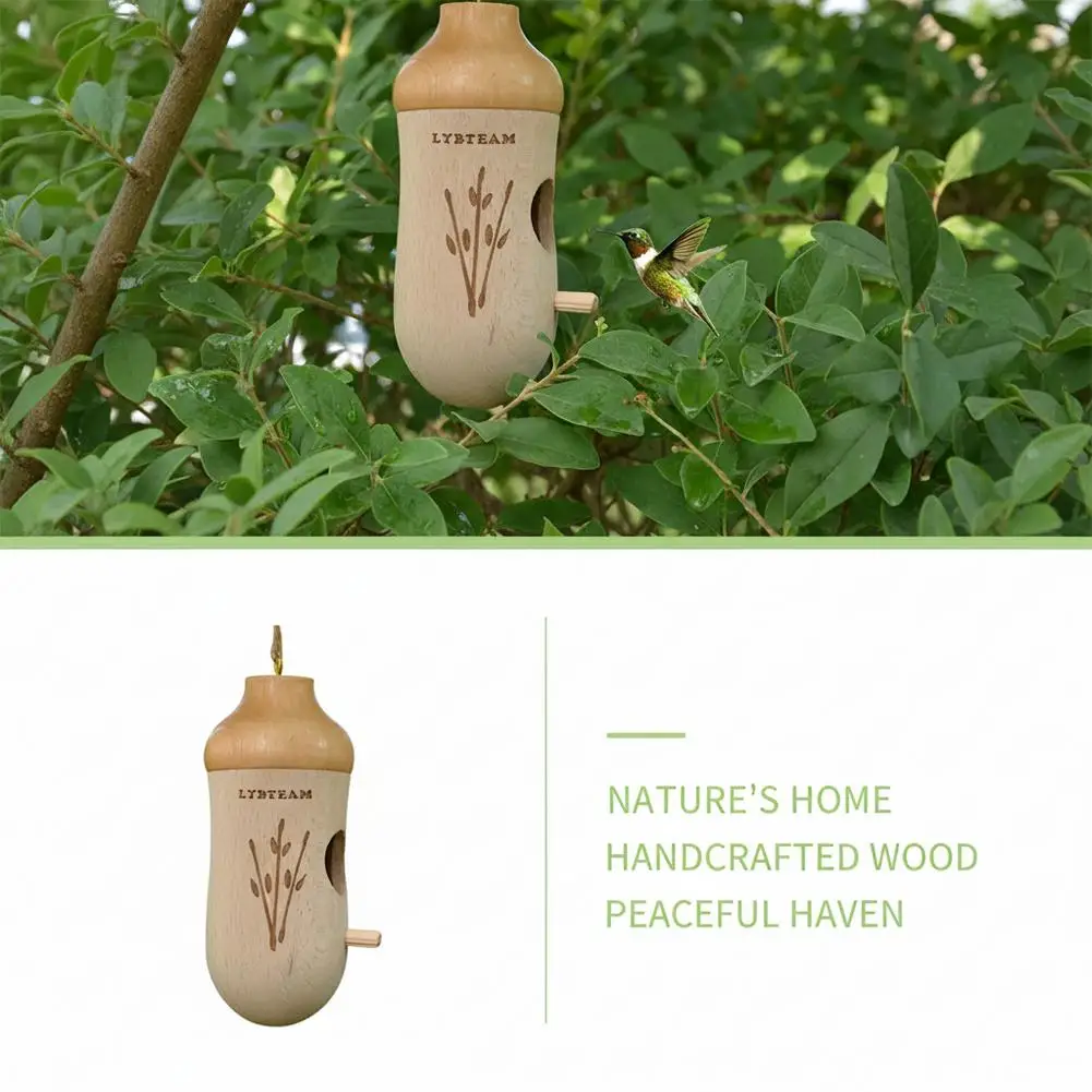 Kolibri-Haus Hängendes Vogelhaus aus Holz Handgefertigtes Nest Wildvogelhaus für Außenbereich Garten Dekoration – Detail 7