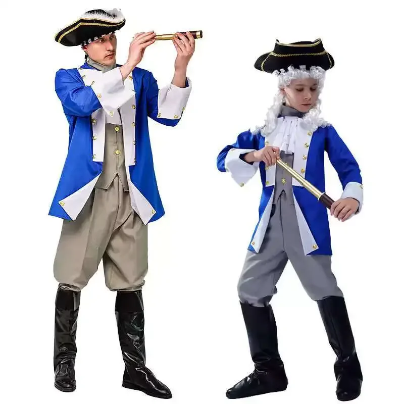 

Хэллоуин взрослый мужской средневековый колониальный пиратский капитан костюм для вечеринки косплей наряд для родителей и детей