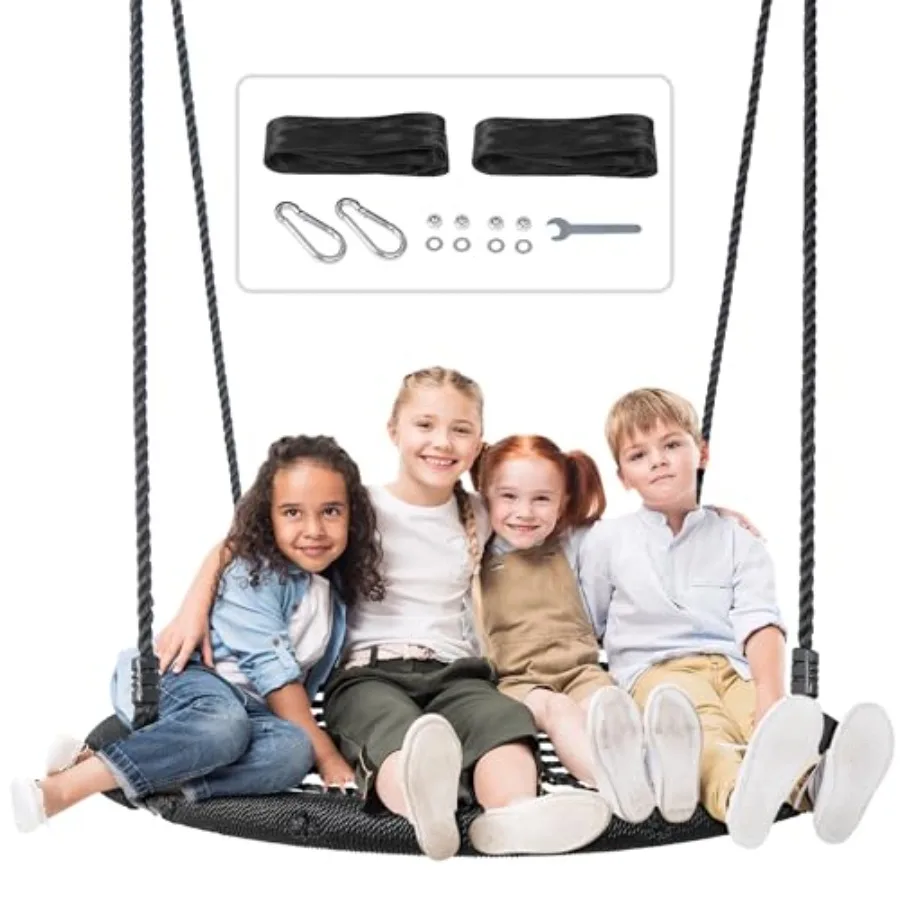 

Largest 48" Spider Web Tree Swing for or Adult 700lbs Extra Large Platform Net Swing with 71inch Adjustable Hanging Ropes Steel