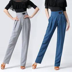 2022 New Modern Dance Pocket Pants Women High Waist National Standard Dance Pants Latin Dance Loose Pants