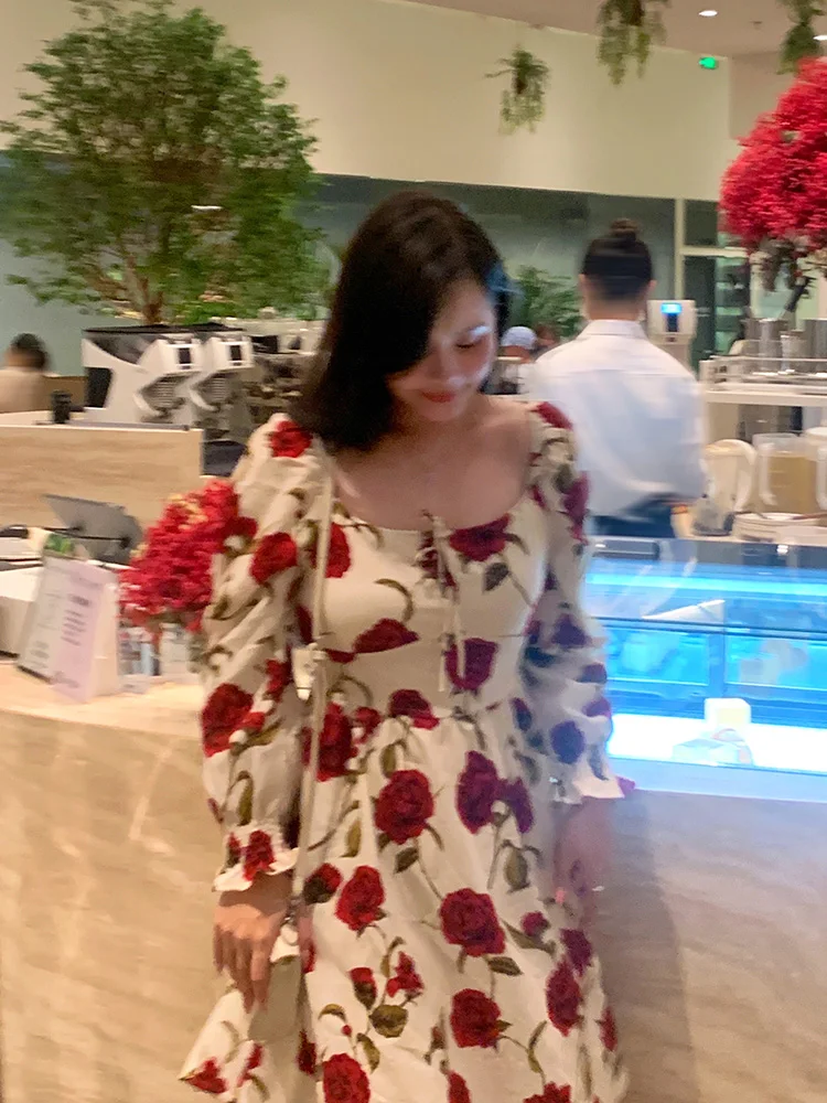 

Юбка А-силуэта с высокой талией и принтом «Розы» для полных женщин, повседневная, средней длины, в стиле «винтаж», для офиса и прогулок