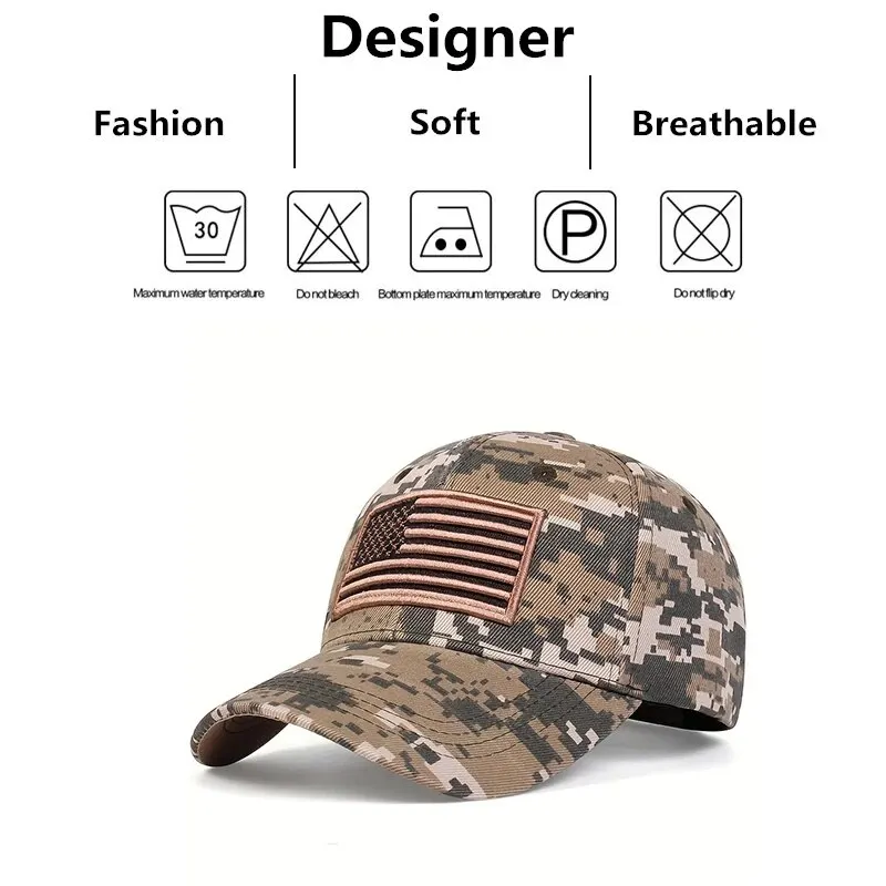 Unisex Army Flag of The United States Embroidery Baseball Caps Spring and Autumn Outdoor Adjustable Casual Hats Sunscreen Hat