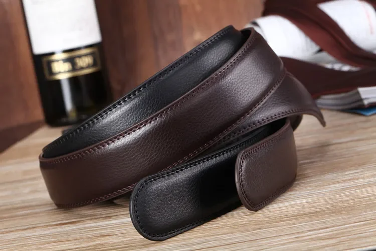 Men's 3.5cm Automatic Buckle Belts No Buckle Belt Body Without Buckle High Quality Male PU Leather Strap Jeans Belt Wide
