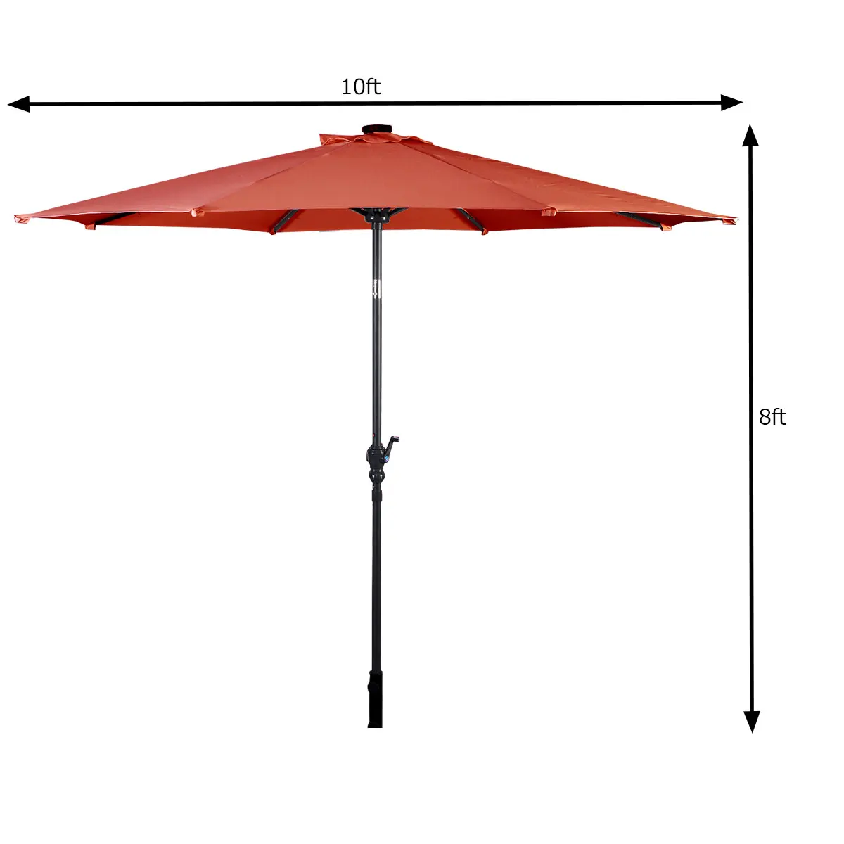 10FT Patio Solar Umbrella LED Patio Market Steel Tilt W/Crank Outdoor Orange New