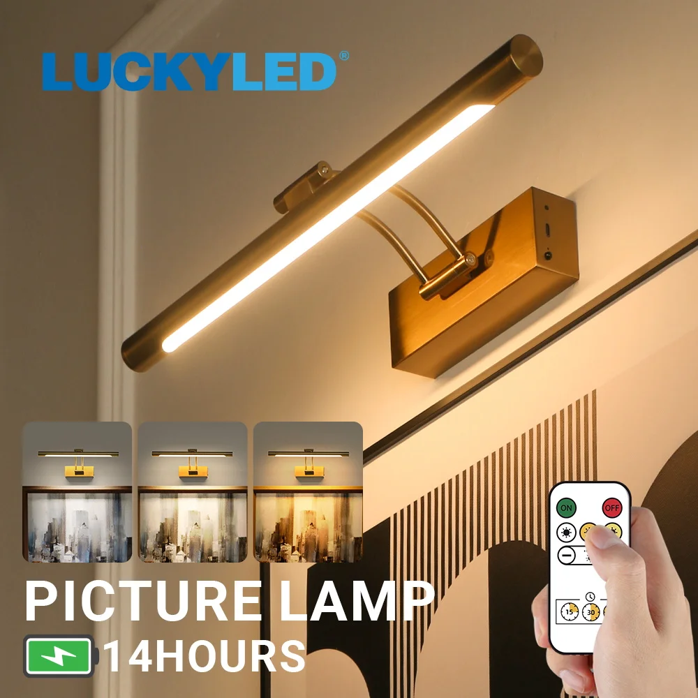 

Rechargeable Wall Light Dimming Wireless Wall Lamp 40cm Internal Wall Sconce with Remote Control Picture Lighting