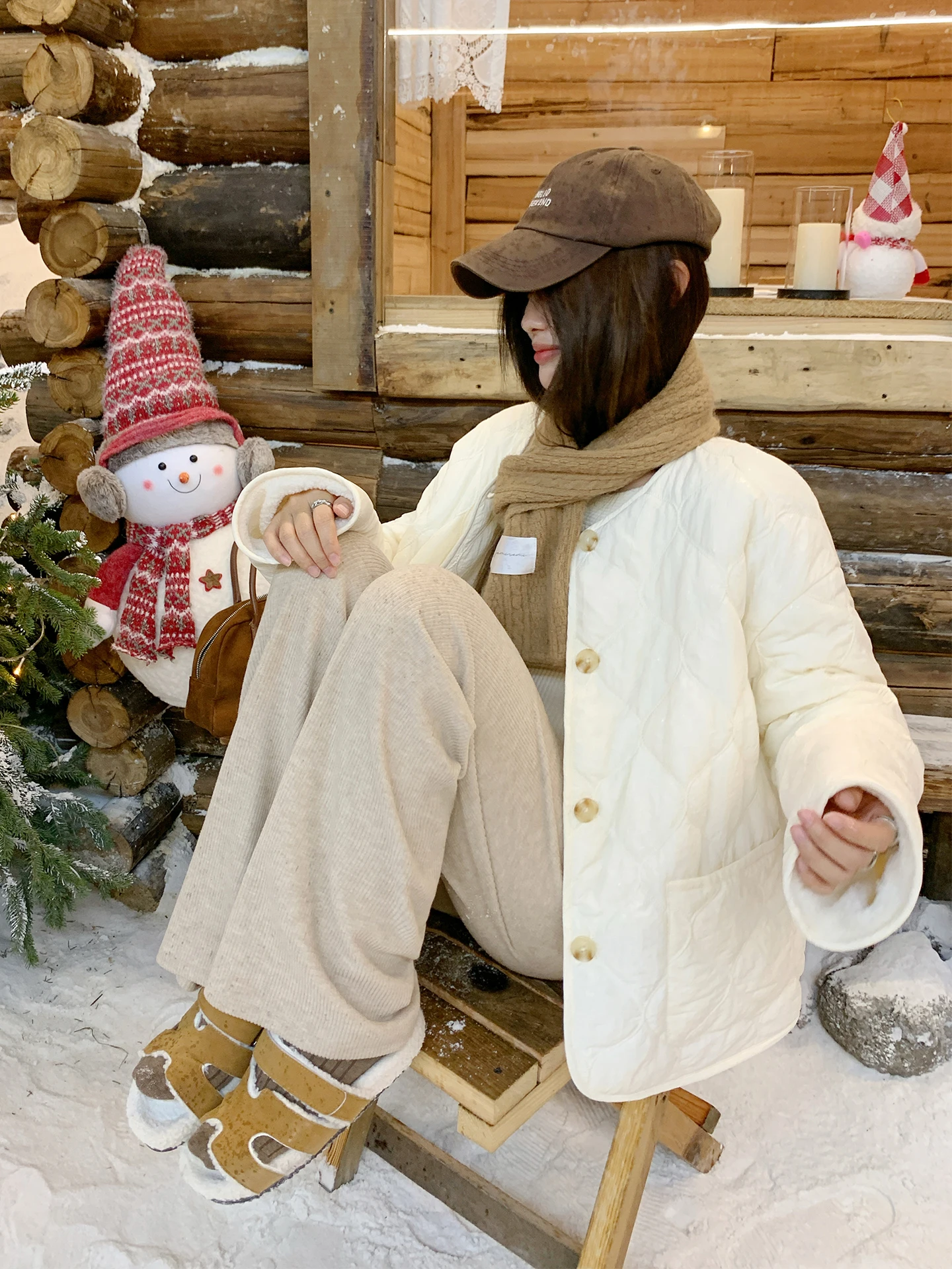 

Корейский женский хлопковый жакет с мехом ягненка, стеганая теплая верхняя одежда, зимний топ XiangXiaoXian, свободный крой, длинный све