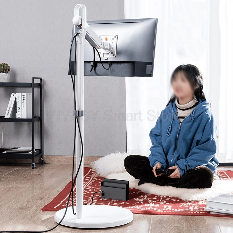 Carro de TV móvil con ruedas y pantalla plana 360 °   Giratorio ajustable con soporte giratorio Soporte portátil para monitor de piso