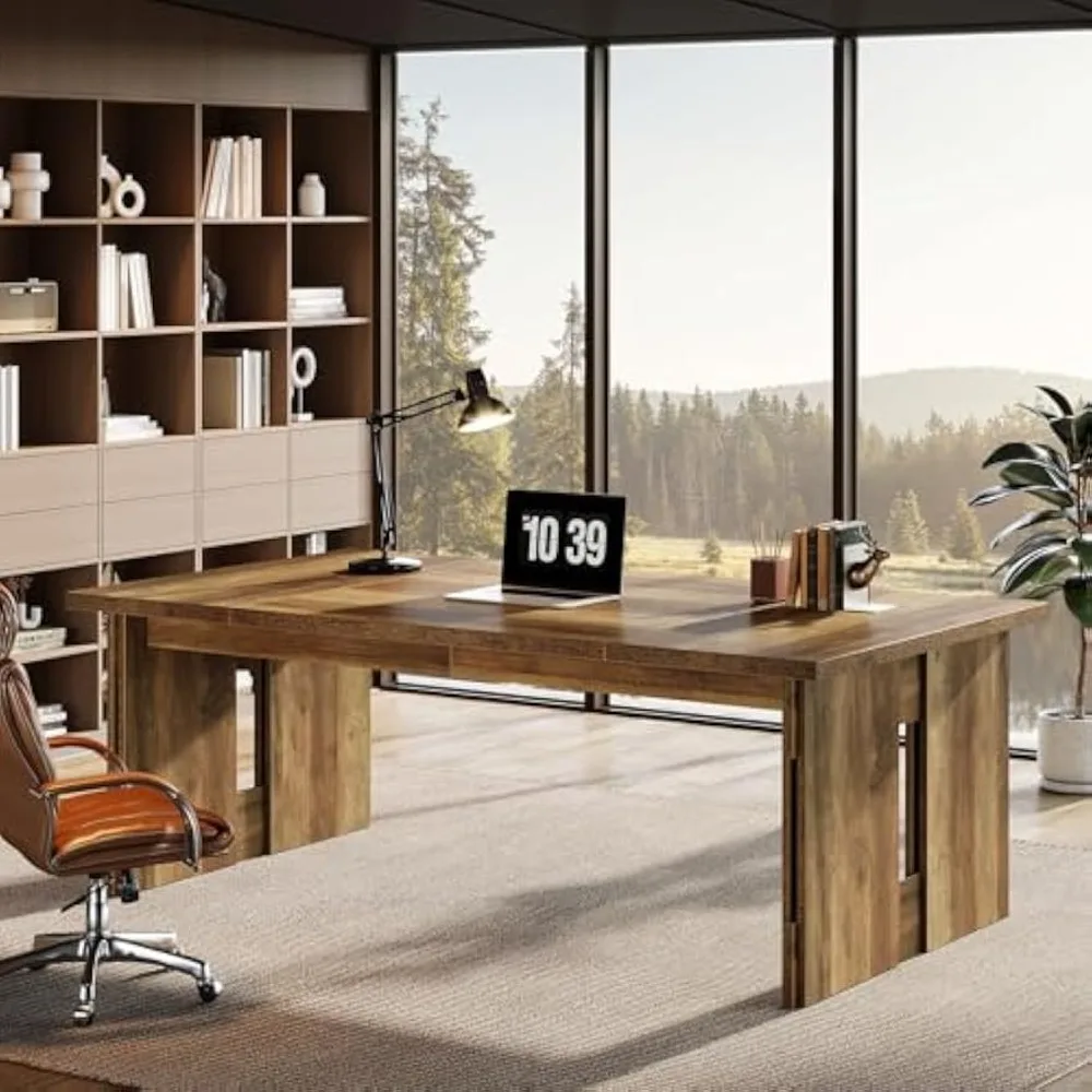 مكتب تنفيذي مقاس 63 بوصة، محطة عمل مكتب كمبيوتر كبيرة، طاولة دراسة حديثة وبسيطة لمحطة العمل ومؤتمرات صغيرة #4