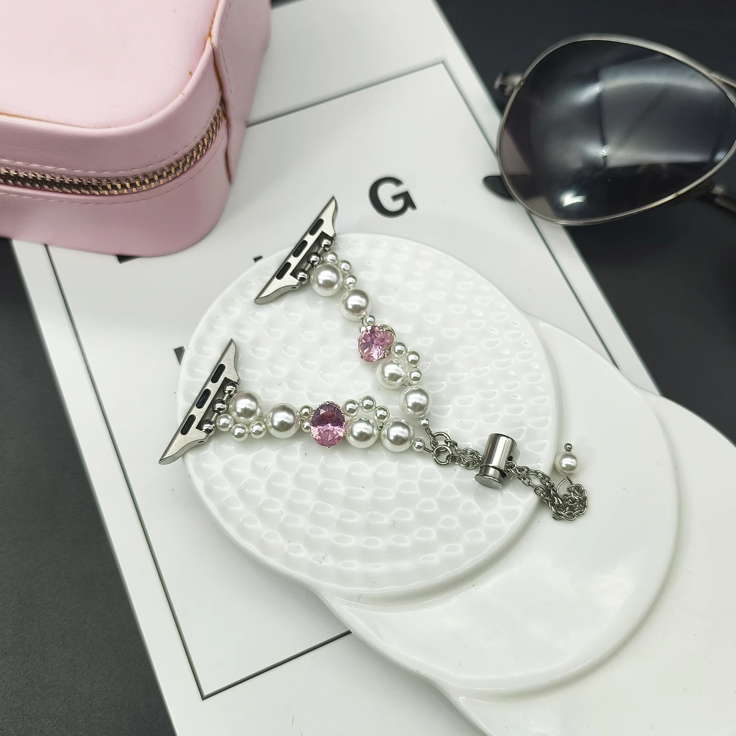 Ремешок-браслет с жемчугом «кошачий глаз» для Apple Watch S11, 42 мм, 45/44/41/40/38 мм, ремешок для девочек iWatch Series S8 S9 7 6 5-1