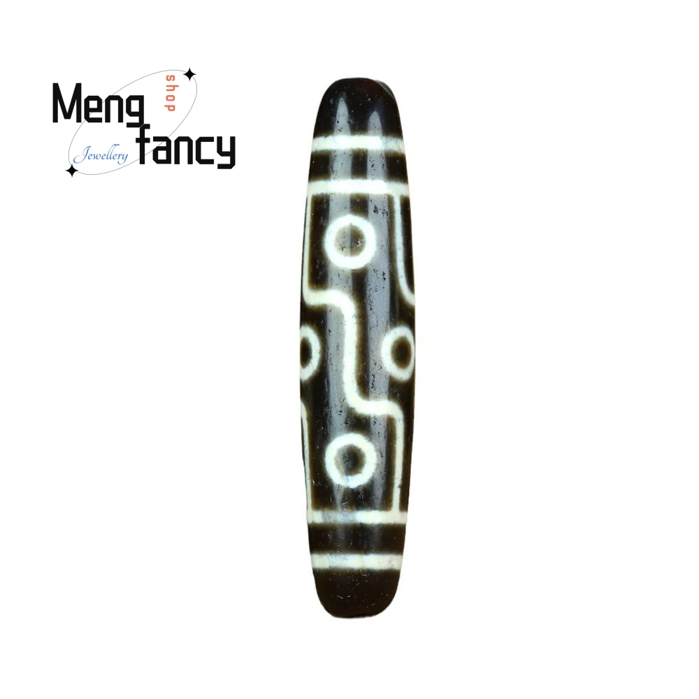 Natural Nine-eyed Dzi Bead Onyx Black and White Old Beads Pendant Accessories Ethnic Style Exquisite high-grade Fashion Jewelry