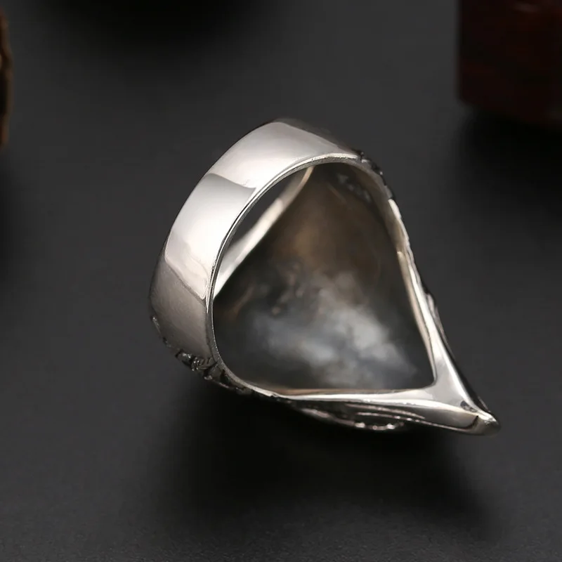S925 sterling silver fashion retro ornament popular personalized eagle head ring trendy men's Thai silver forefinger ring
