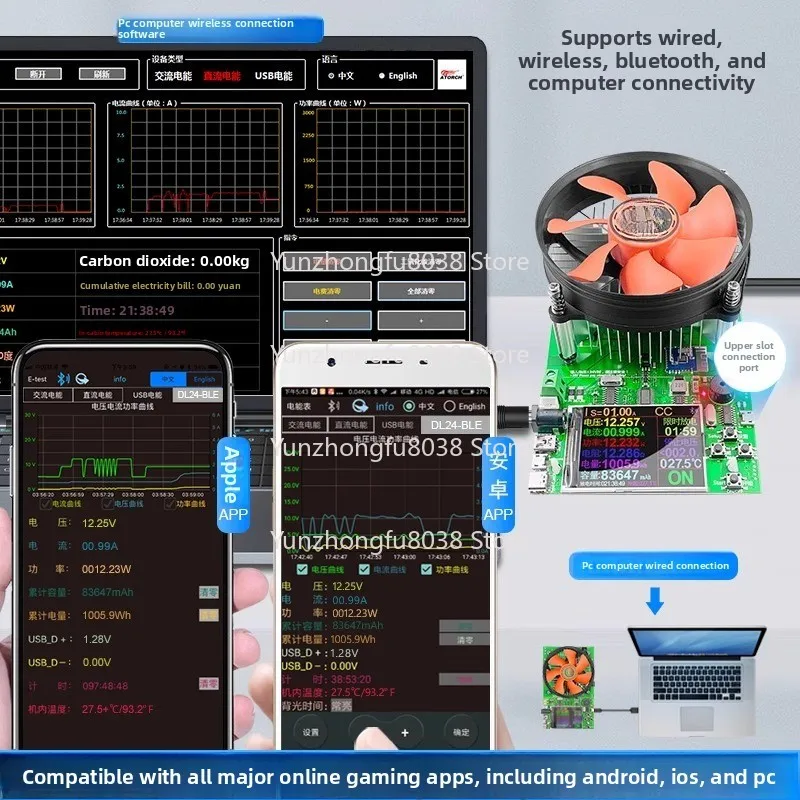 

DL24 Digital Display Battery Capacity Power Aging Amplifier, Electronic Load Voltage Ammeter, Usb Tester