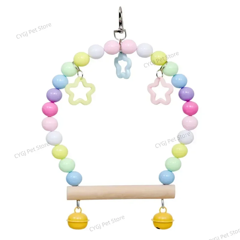 Parrots Swing Toy Parakeet Birds Colorful Beads Bird Supplies Bells Toys Perch Hanging Swings Cage for Parrot jaulas para pájaro