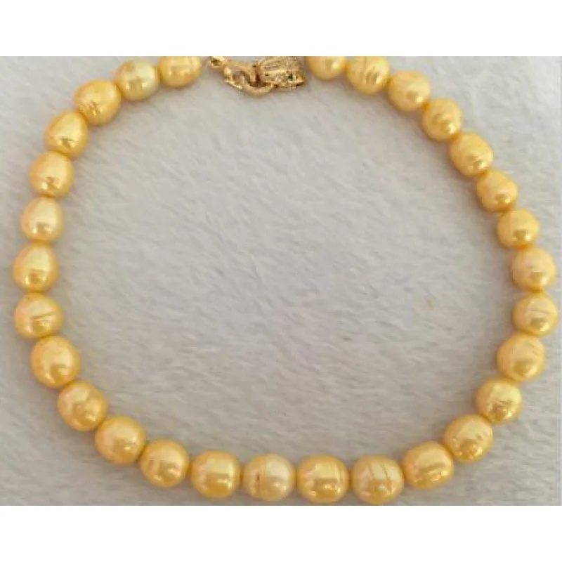 elegant 12-13mm south sea baroque gold pearl necklace 18inch