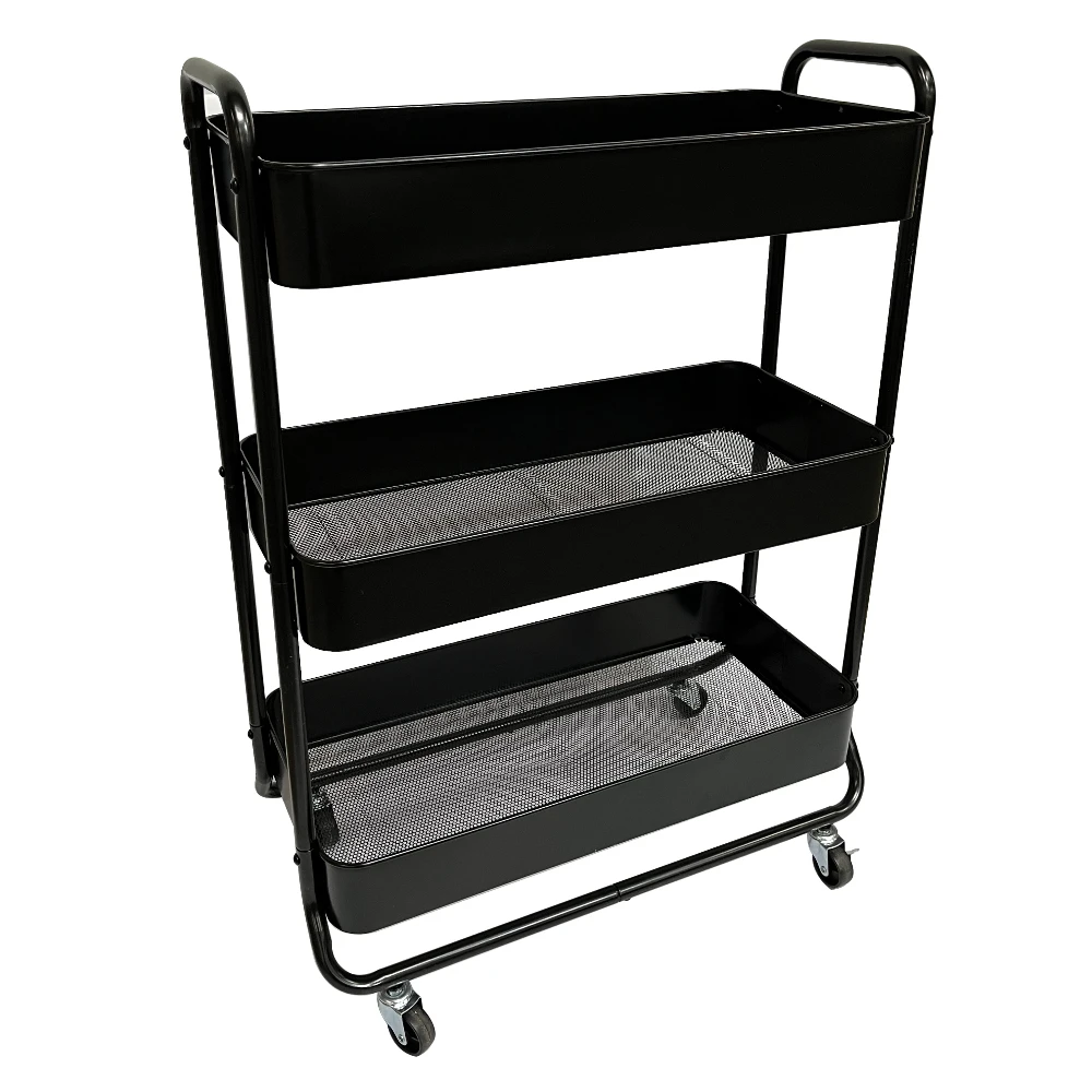 

Mainstays Wide 3 Tier Metal Utility Cart, Black, Multifunctional, Laundry Baskets, Adult and Child Easy Rolling