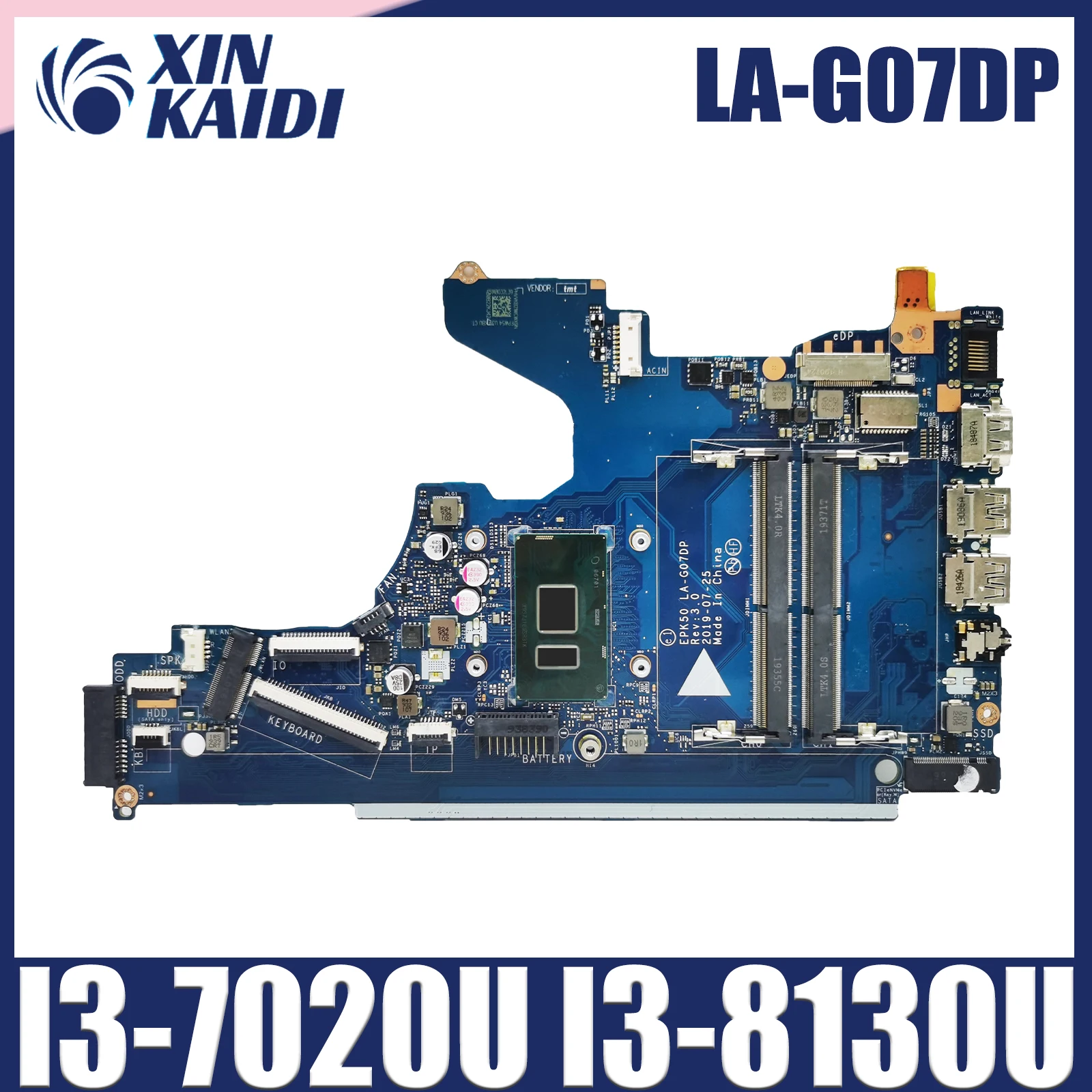 

EPK50 LA-G07DP LA-G07EP Mainboard For HP Pavilion 15-DA 250 G7 Laptop Motherboard With I3-7020U I3-8130U L20369-601 L20371-001