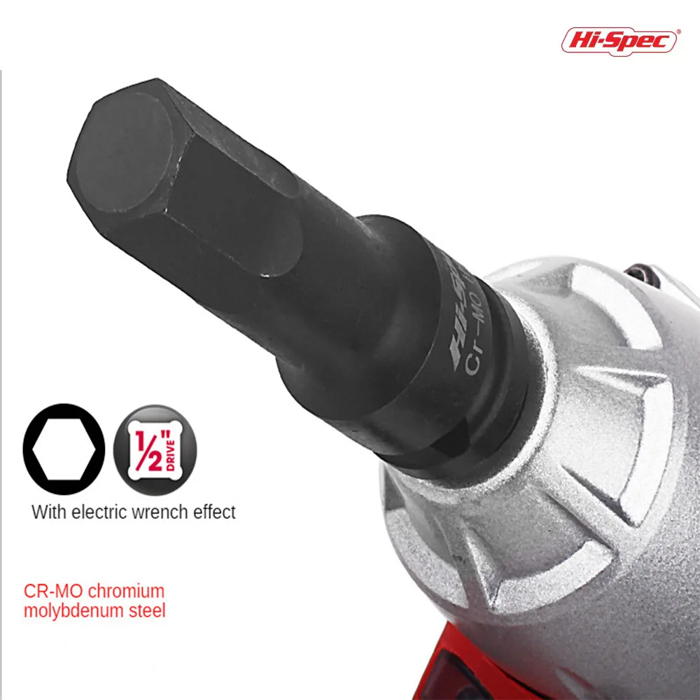 Hi-Spec 1/2 Máy Khoan Điện Ổ Cắm Adapter Cr-Mo Đa Năng Tác Động Ổ Cắm Cờ Lê Adapter Dụng Cụ Đầu Lục Giác Cho tác Động Cờ Lê Không Dây