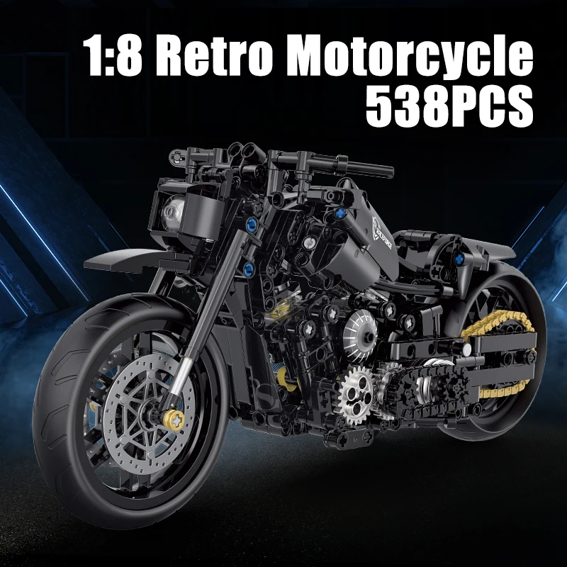 

539PCS Vintage Motorbike Building Blocks Toys Sets Model Desktop Ornaments Assembly Motorcycle Bricks Creative Educational Toys