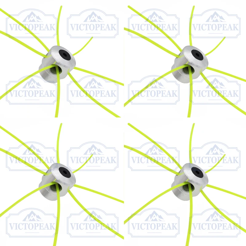 Victopeak 4Pcs M10*1.25mm Aluminum Weed Eater Head Replacement String Trimmer Head With Lines For Grass Brush Cutter Accessories