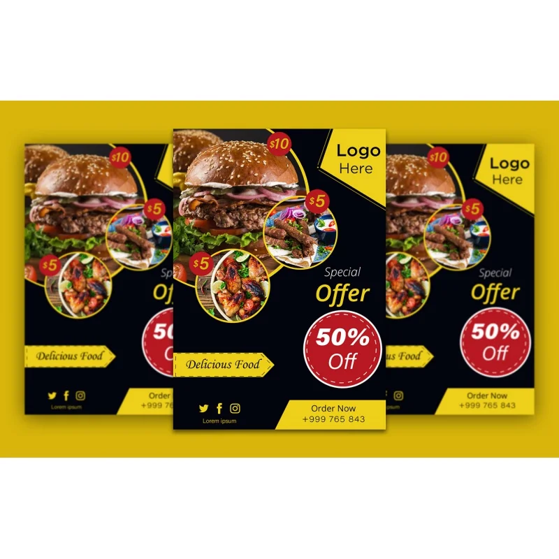 Customized product.Custom A4 A5 A6 Size Offset Flyers Printing for Hamburger Advertising