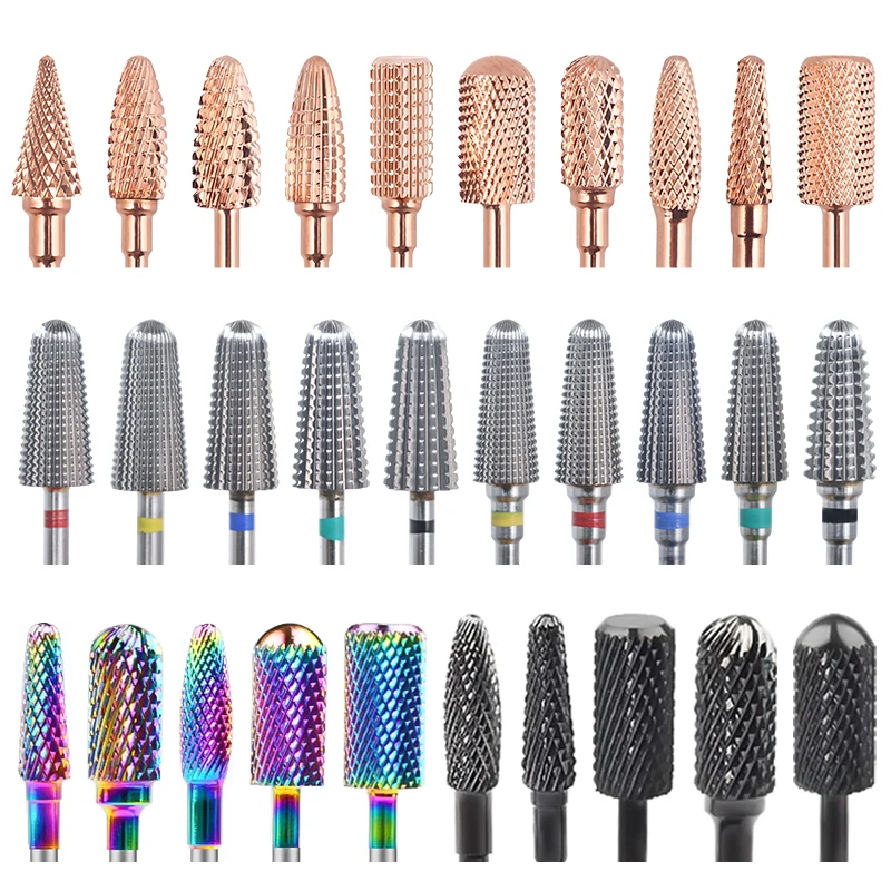 Rose Gloden Hartmetall Fräser Nagel Bohrer Bits Elektrische Maschine Maniküre Links Rechts Hand Nägel Dateien DIY Zubehör Werkzeuge – Detail 1