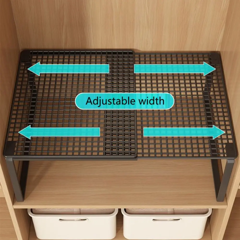 

Stackable Telescopic Closet Shelf Adjustable Layered Partition Wardrobe Divider Board Strong Load Bearing Cartoon Steel