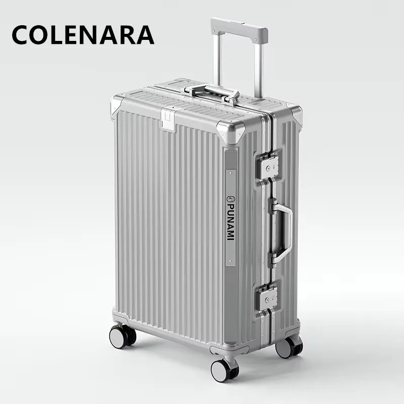 COLENARA 20"24"26InchMen's Suitcase PC Boarding Box Multifunctional Aluminum Frame Trolley Case Women's Universal Wheel Luggage