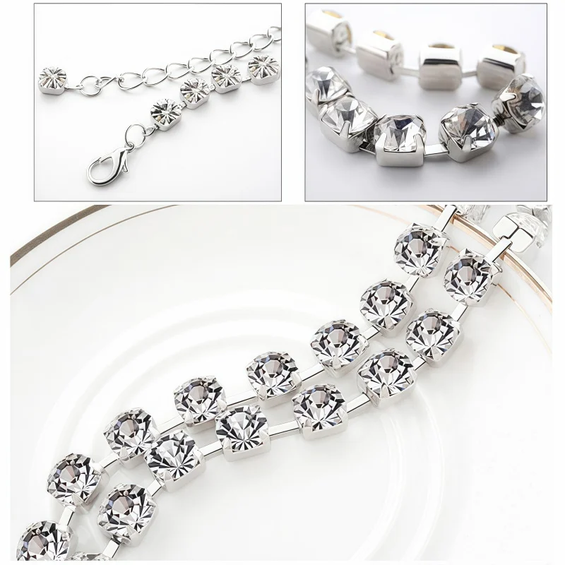 Große Diamant-Mode-Strass-Taillenkette für Damen, verstellbare Metall-Körperkette für Kleider, Bauchtanz-Wasserdiamantgürtel – Detail 7