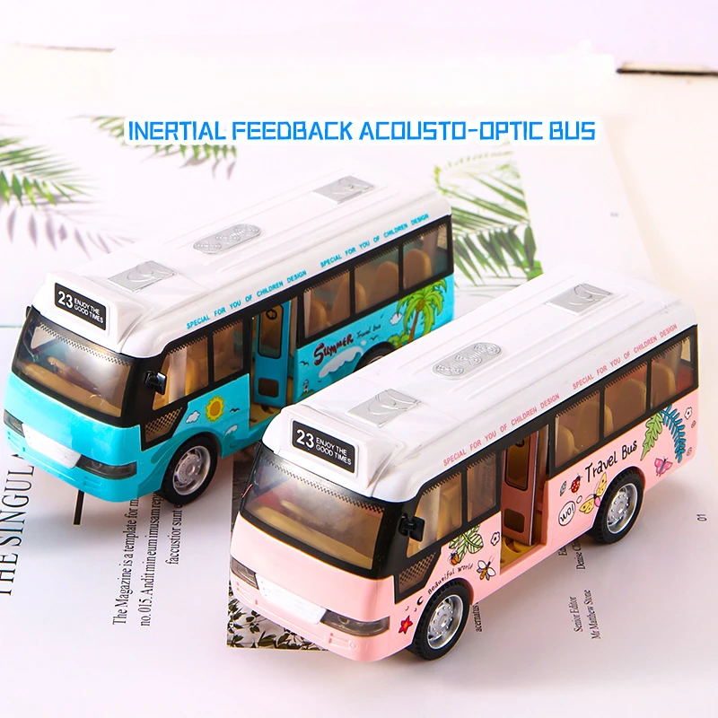 

1Pcs Children Sound And Light Bus Open Door Bus Model Toys Car Fun Inertia Simulation Bus Boys Girls Festival Birthday Toys