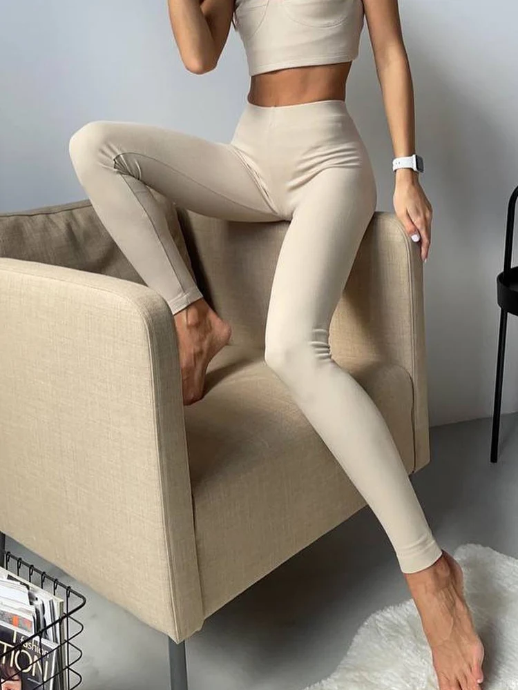 2024 Autumn Women\'s Leggings Gray Capri Stretch Pants High Waist Warm Thin Fleece Leggings for Women Cotton Soft Slim Tights New