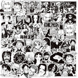 65pcs Anime One Piece Stickers Luffy Decals Laptop Motorcycle Phone Car Bike Cool Black White Manga Sticker Kids Classics Toys