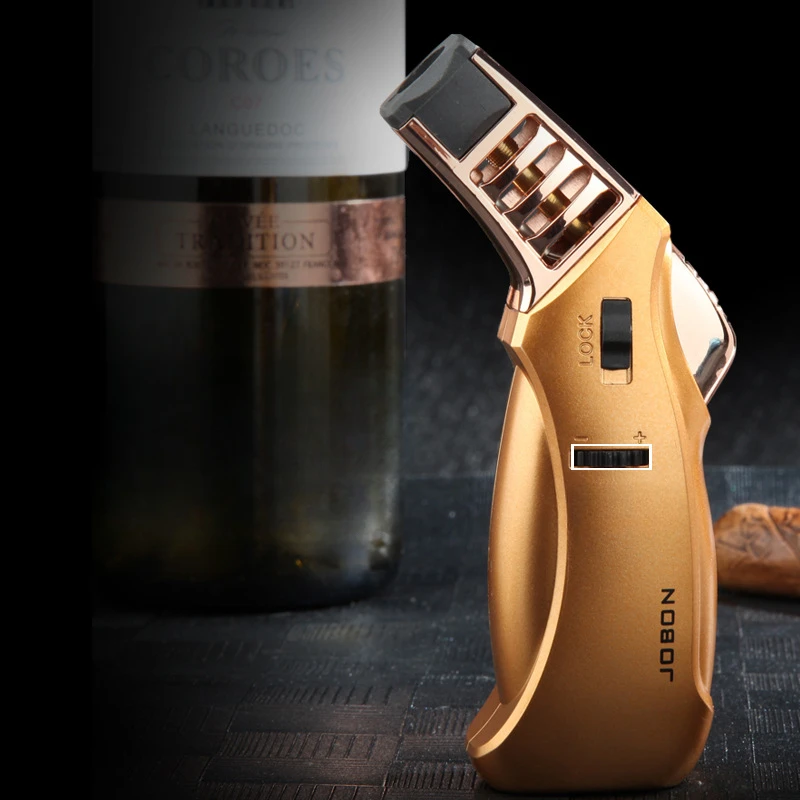 2024 New Jobon Outdoor BBQ Torch Turbo Jet Flame Butane Gas Kitchen Cigarette Spray Gun Windproof Metal Pipe Cigar Lighter