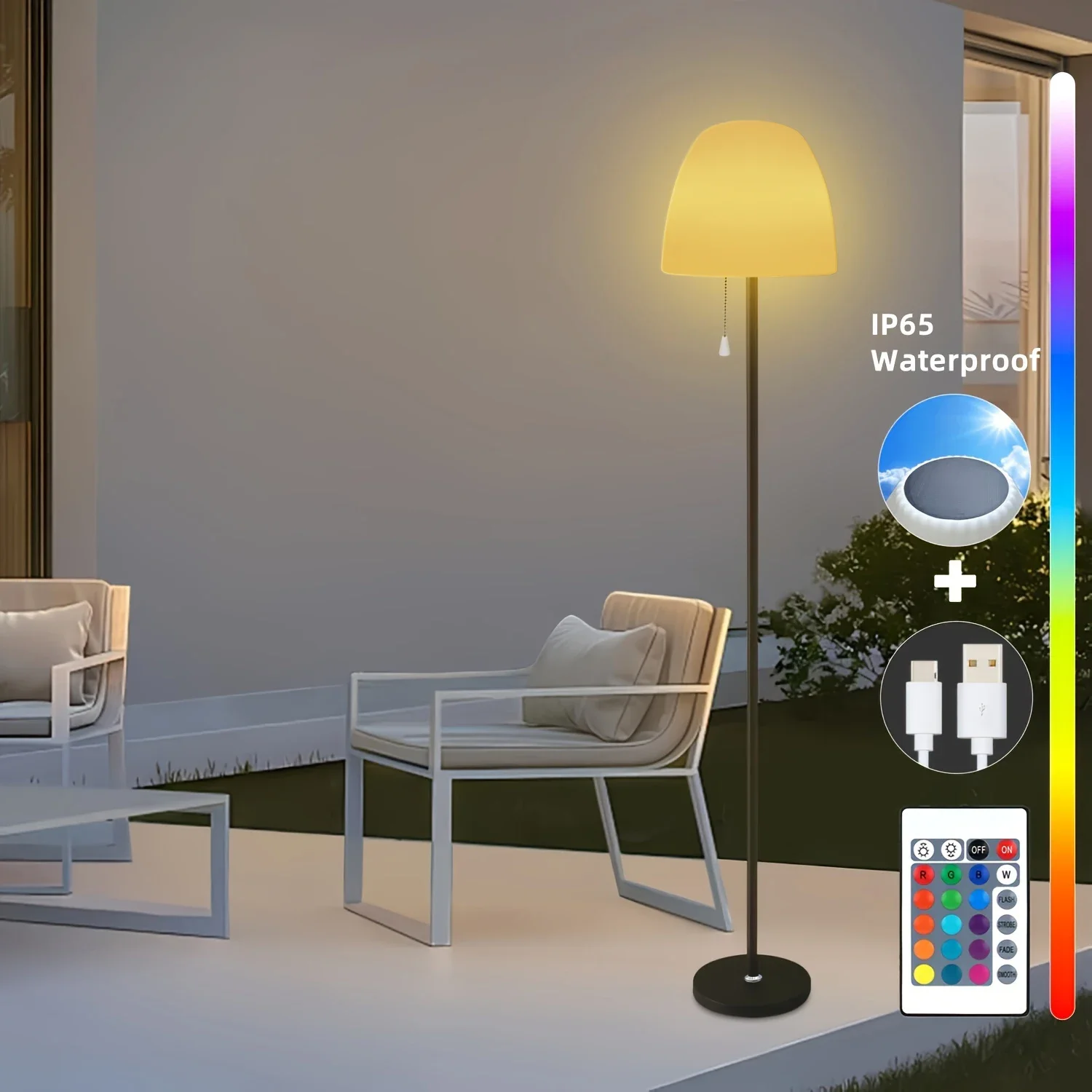 

Energy Saving 360 Degrees LED Solar Floor Lamp Monocrystalline Outdoor Garden Pathway Light 5V 200Ma 90 Cri