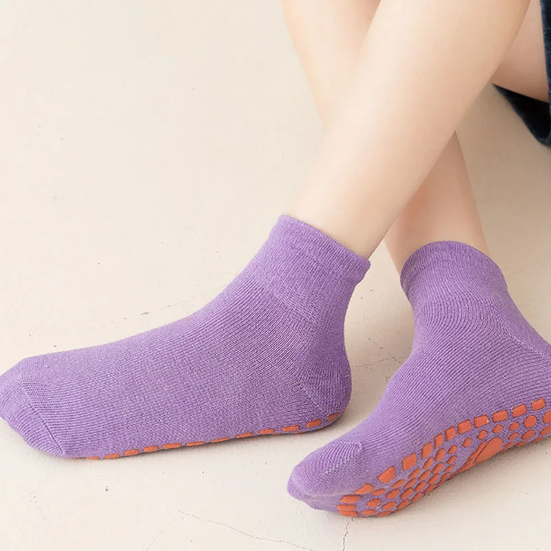 IYEAL New Trampoline Socks Children's Mid Tube Floor Socks Early Education Adult Yoga Socks Anti Slip Adhesive Socks 6 Pairs