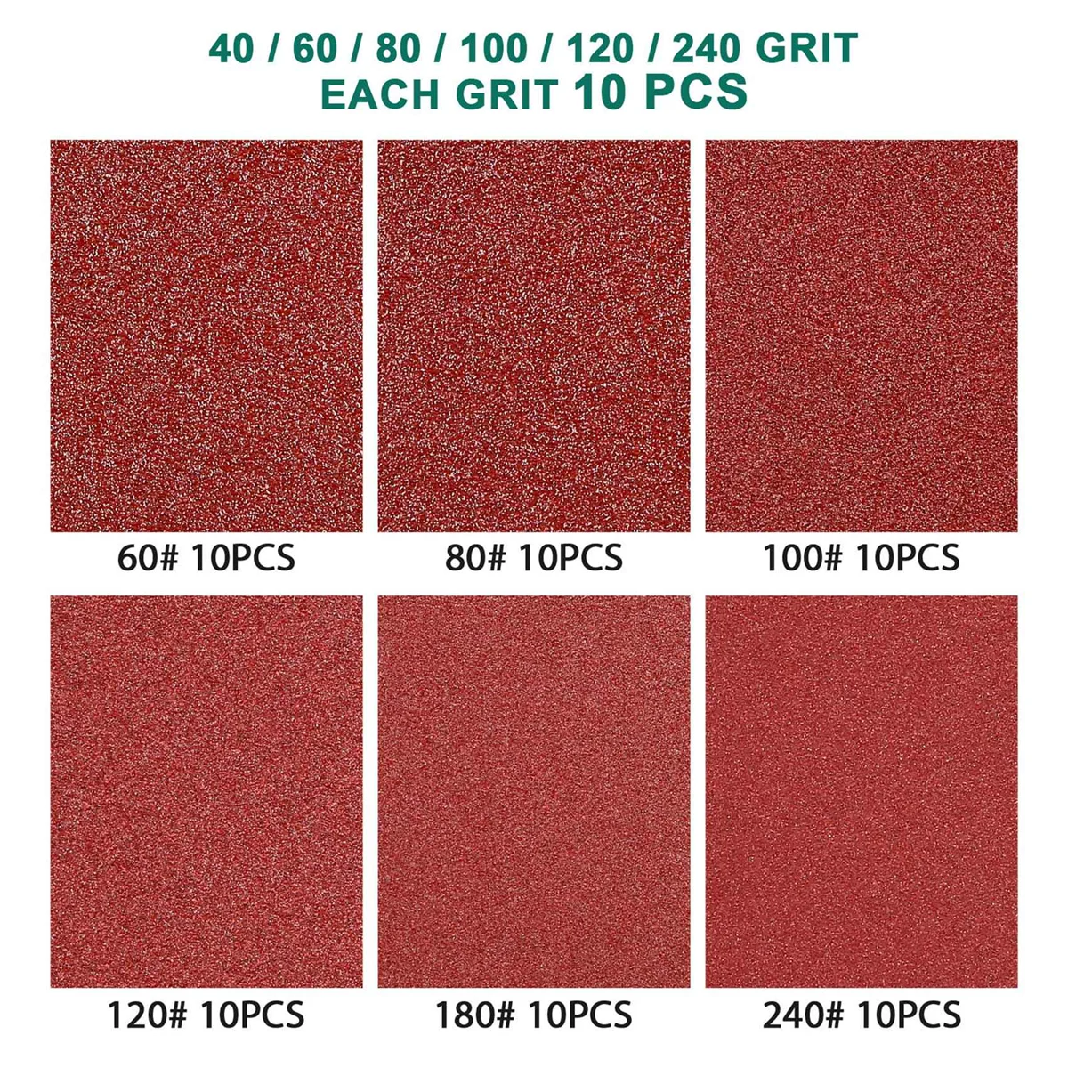 60pcs Triangular Hook and Loop Triangle-Sandpaper, Fit 3-1/8 Inch Oscillating Multi Tool Sanding Pad, Assorted 40 60 80 100 120