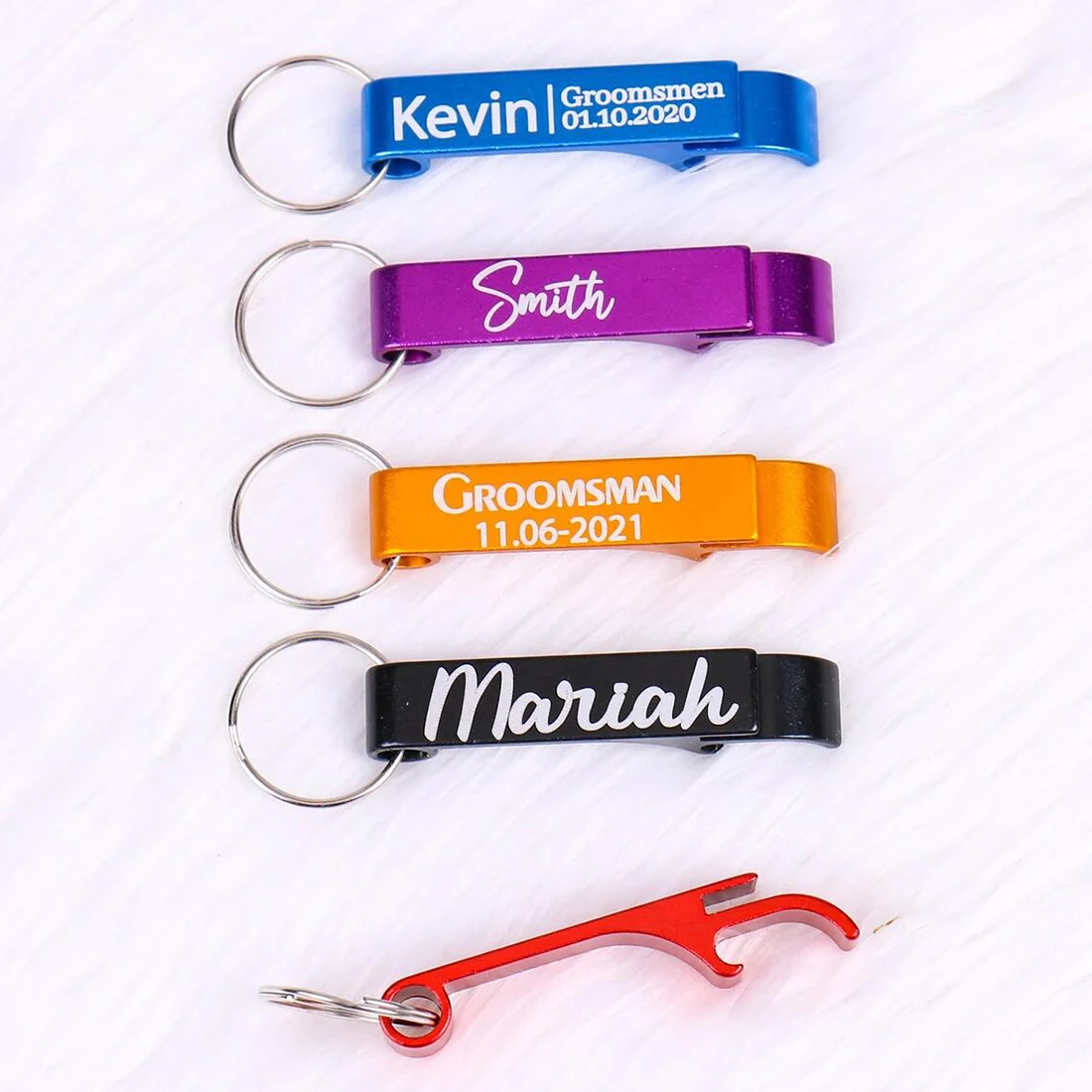 50*Personalized Engraved Bottle Opener Key Chain Wedding Favors Baptism Party Brewery, Hotel, Restaurant Logo Private Customized