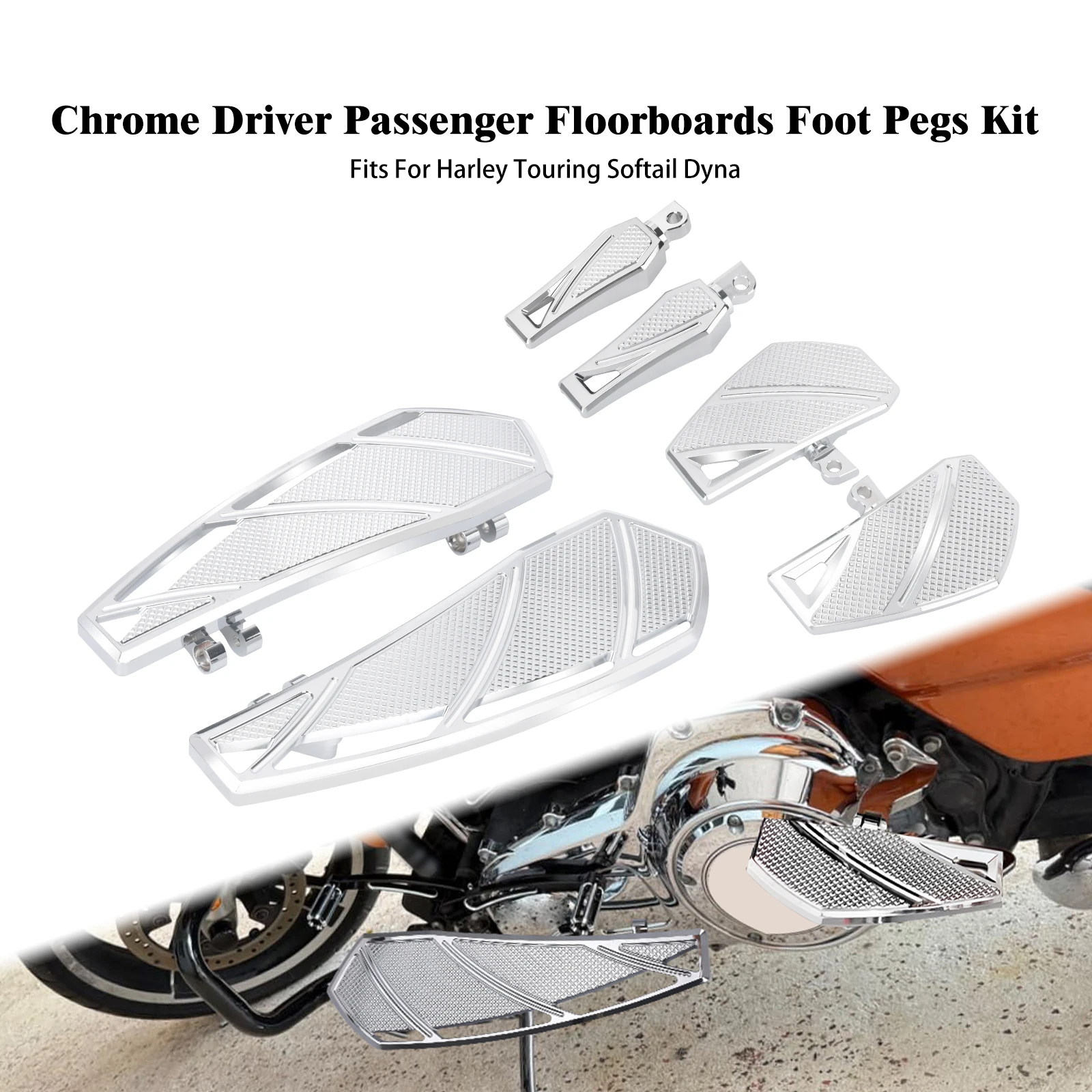 

Motorcycle Driver Passenger Floorboard Rider Footrest Set Front Rear Pedal Footpegs For Harley Touring Street Glide Softail FL