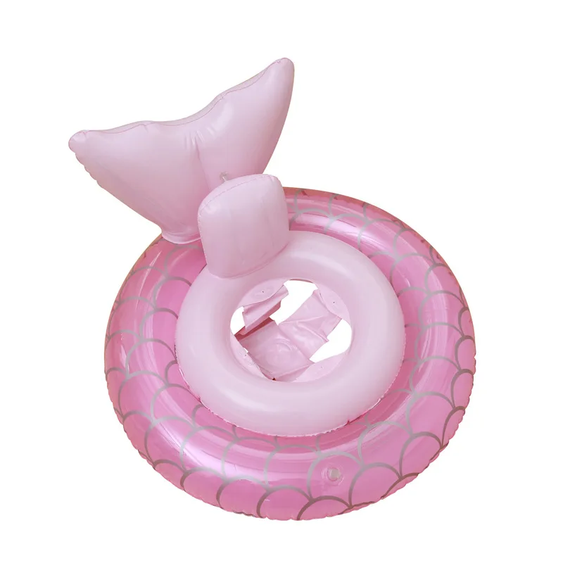 

Baby Pool Float with safety seat & backrest Pink Little Mermaid Inflatable Swimming Ring Recommended for ages: 6-48 months